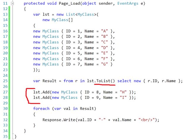 ToList extension method 